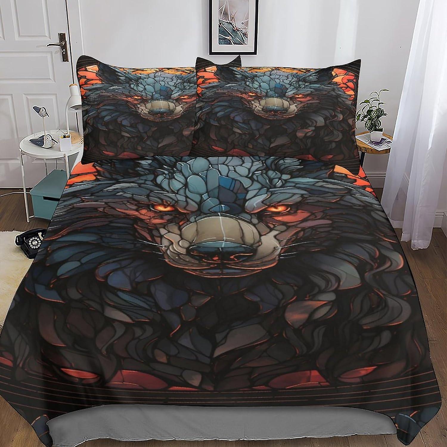 VCLUST fox 3D Print Juego de funda nórdica Juegos de ropa de cama con cierre de cremallera oculto, funda de edredón de edredón de estilo colorido de poliéster de microfibra para niños adolescentes 3