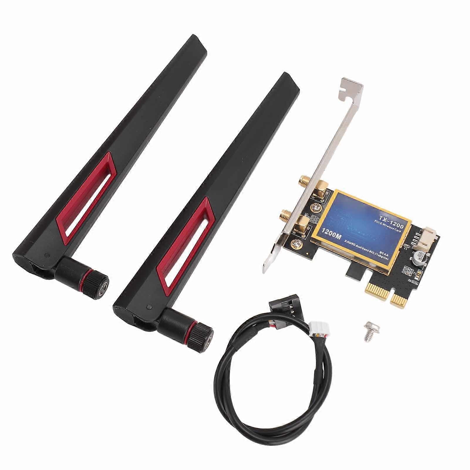 7260AC WiFi-kaart 2,4 GHz 5 GHz Bluetooth 4.0 1200 Mbps PCIe X1 draadloze netwerkadapterkaart met 10dBi dubbele antenne voor pc