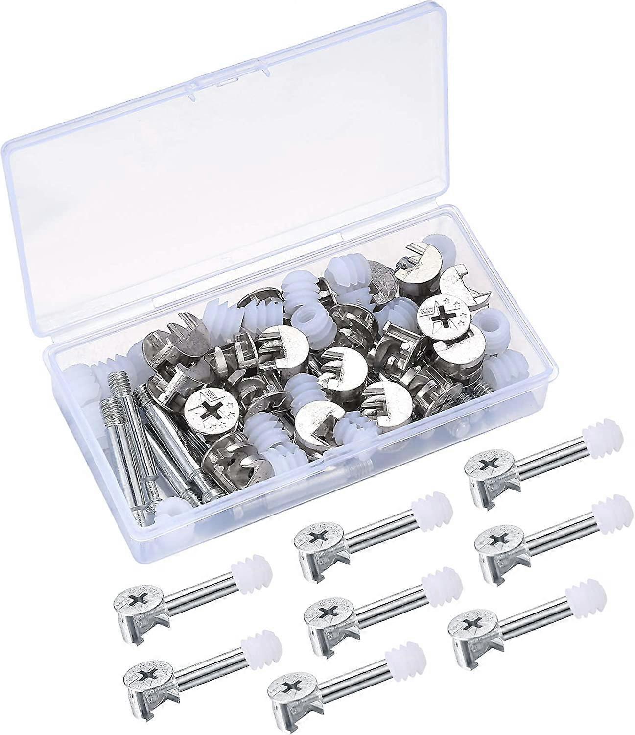 20 Sets of Furniture Connection Fittings, Fixing Screws 3 in 1 Furniture Connector with Locking Cam Fitting