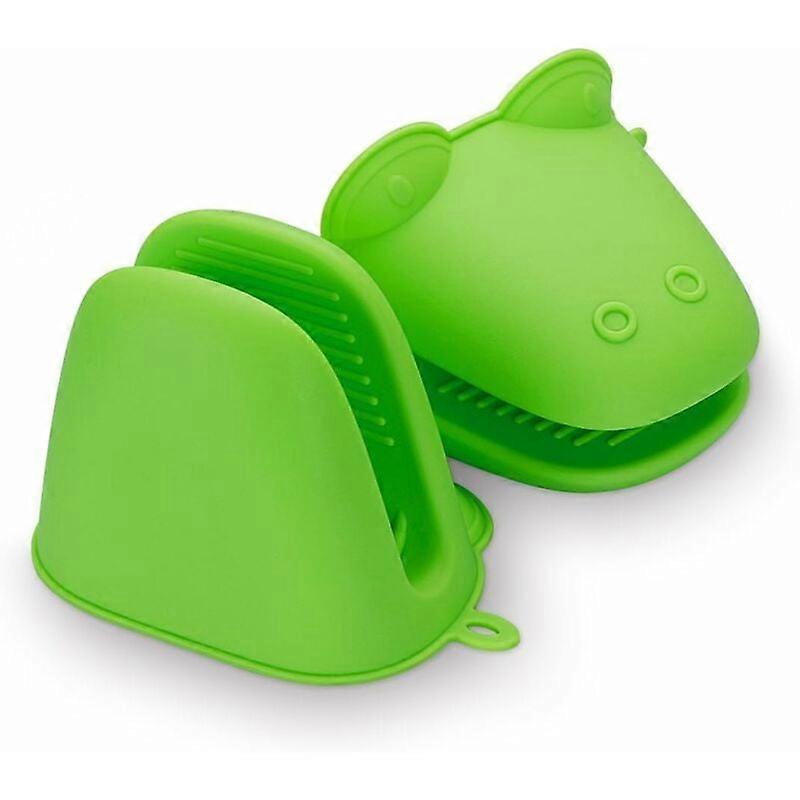 Kitchen Gloves, Silicone, Potholder, Heat Resistant, Pattern: Green Frog