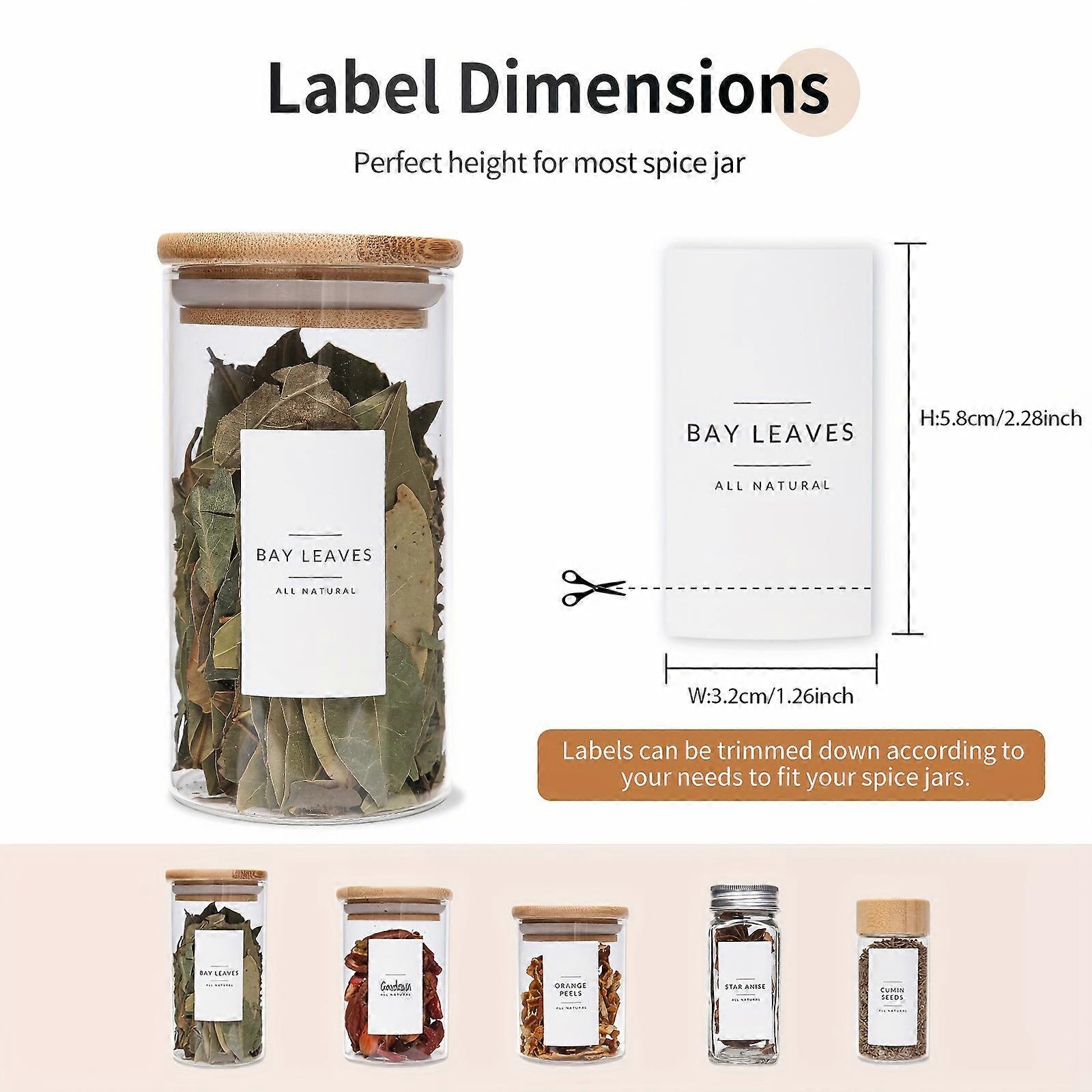 408pcs Removable Spice Jar Labels - Effortless Kitchen Organization, Minimalist Design, Pre-Printed Expiration Dates, Versatile for Spice Bottles & Ja