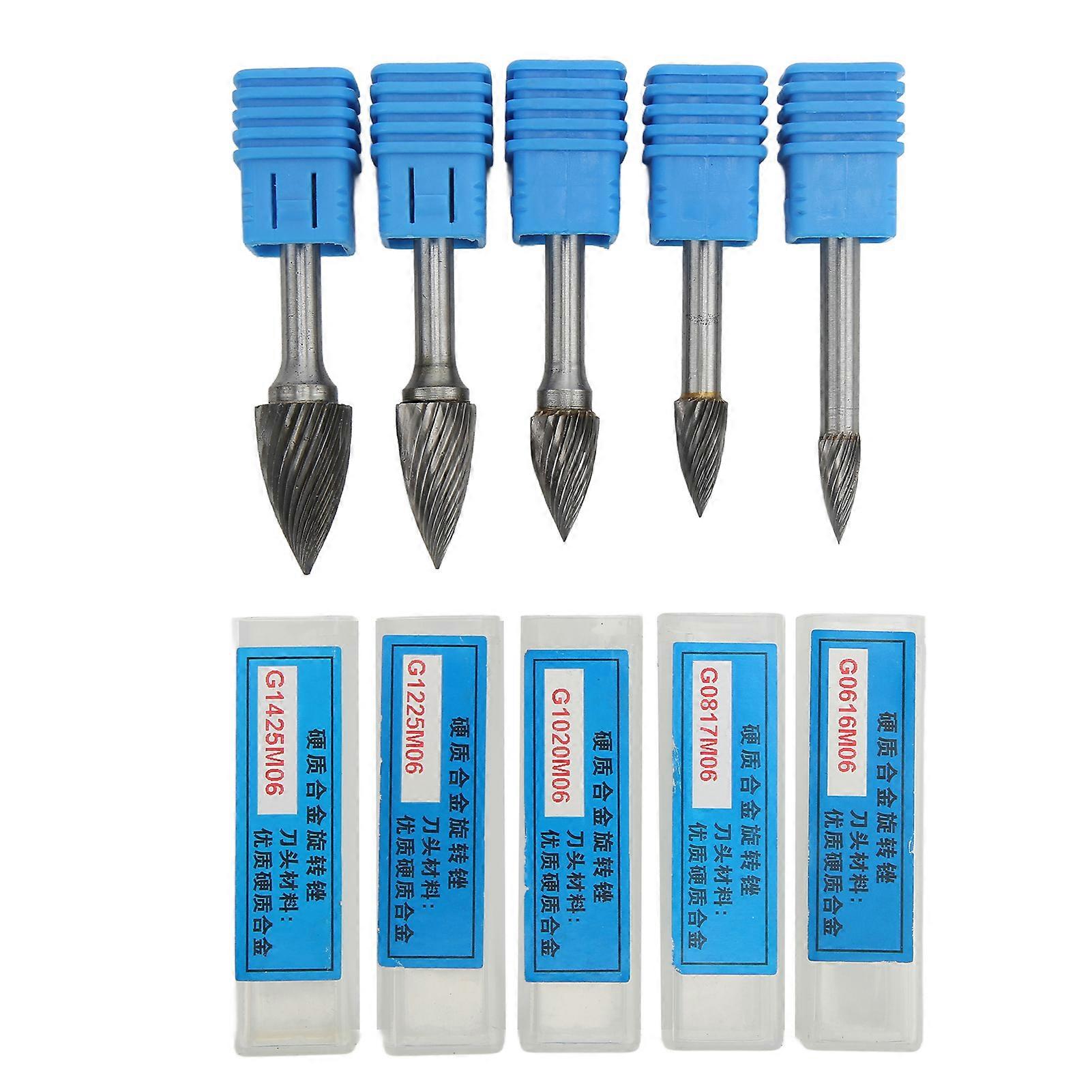 G 型硬质合金旋转毛刺套件 6mm 柄单切热处理毛刺锉,用于研磨雕刻