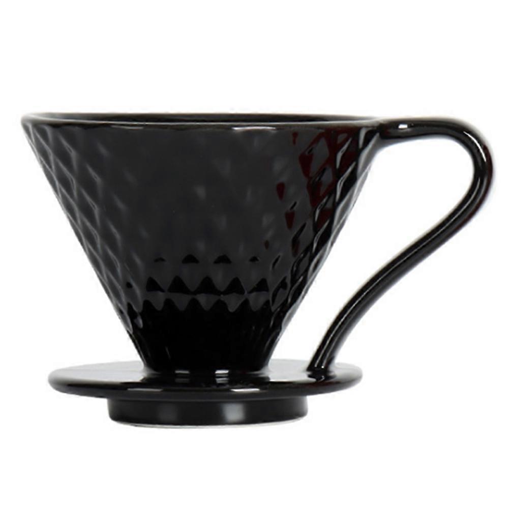 Coffee Filter Cup for Drip Filter Filter Ceramic Spiral Diamond-Shaped Funnel Filter Paper Cup Sharing Pot Set,Black A