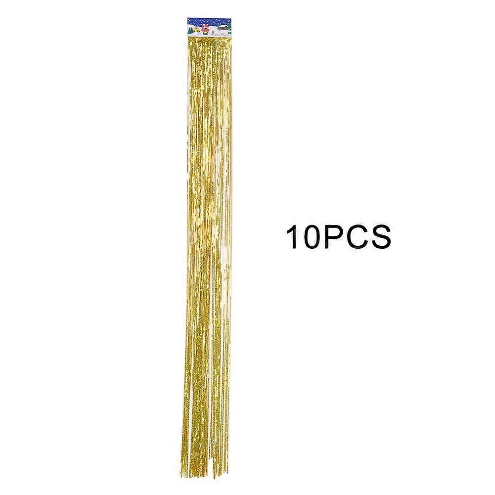 10個の誕生日の結婚披露宴ホイルティンセルフリンジカーテン出入り口の部屋ハンギングデコレーション(ゴールド)