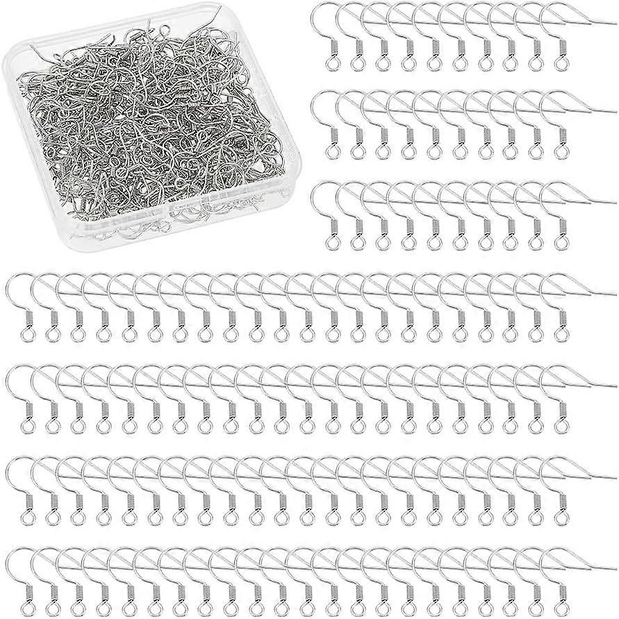 about 300Pcs Stainless Steel Earring Hooks Ear Wire with Loops Earwire Hooks Fish Hooks Earring Hooks Metal Earring Hooks with Coil French Ear Wire Ho
