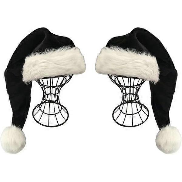 2 pcs * Black long-haired Santa hat * Black long-haired Santa hat