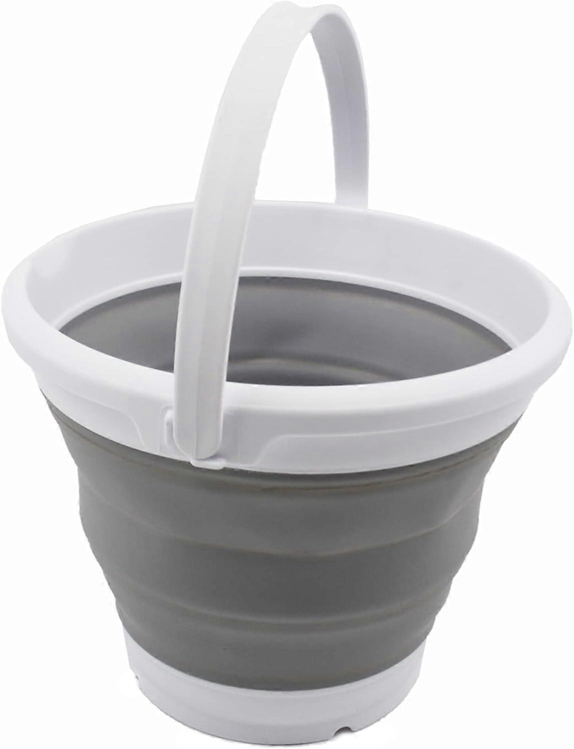 Collapsible Bucket (White/Grey, 5.5L - Round)