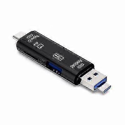 Typ-C / Micro USB auf OTG Hub Adapter mit TF-Kartenleser - Schwarz