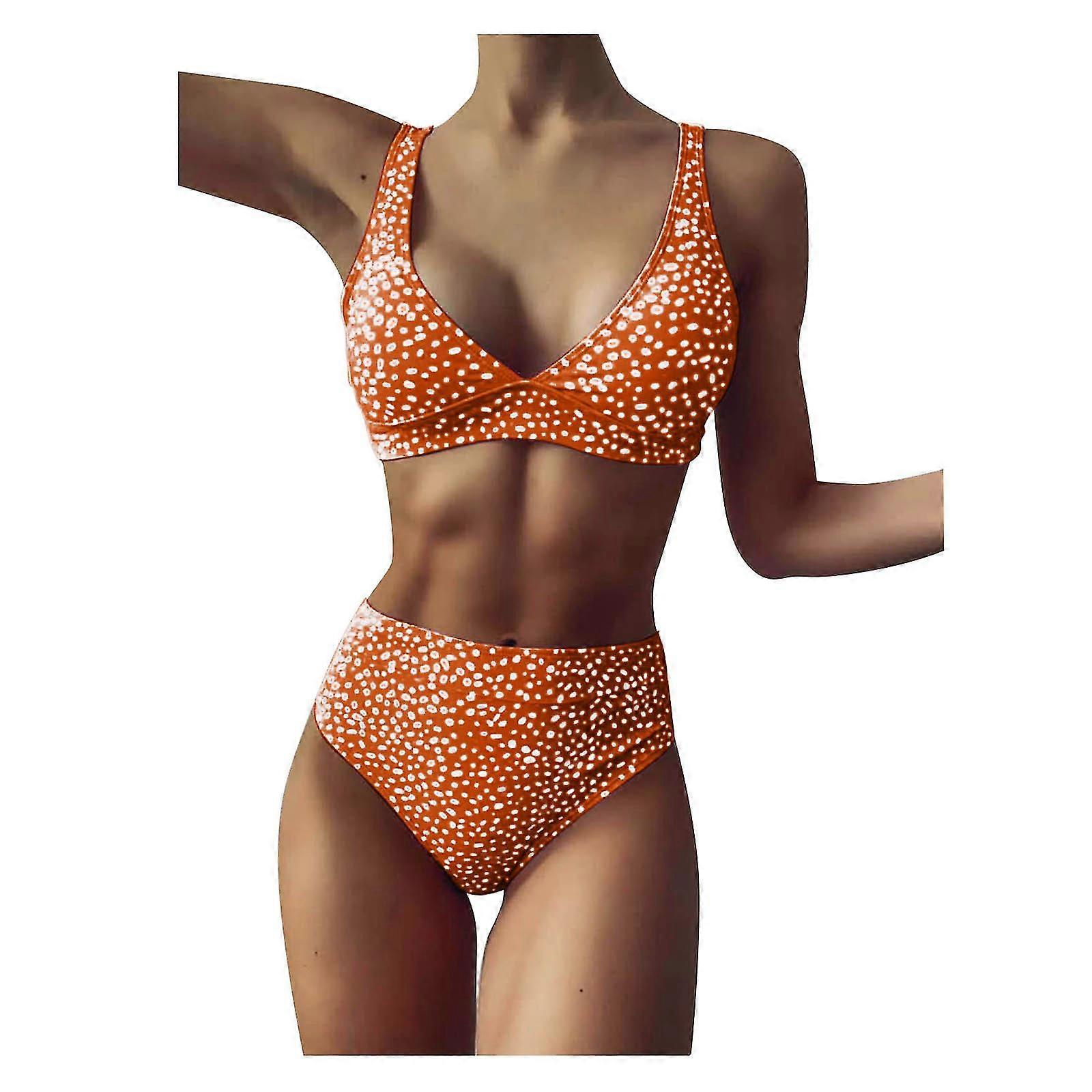 women's two piece print sexy split swimsuit bikini swimsuit beachwear