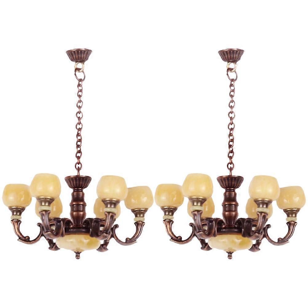 2pcs Miniature Hanging Lamp Doll House Miniature Ceiling Light Model Doll House Prop 1:12