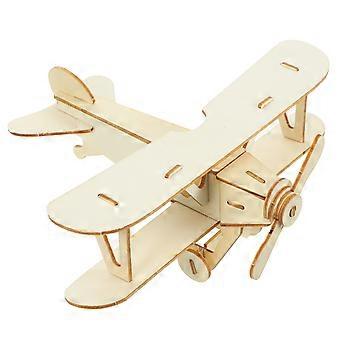 Wooden 3D Aeroplane Kit Handmade Assemble Plane Puzzle for Painting Blank Plane Model Toys for Kids (Wood Color)