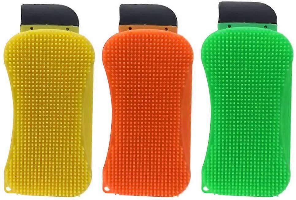 3Pack Kitchen Silicone Sponge for Dishwashing Reusable Double Sided Cleaning Sponge