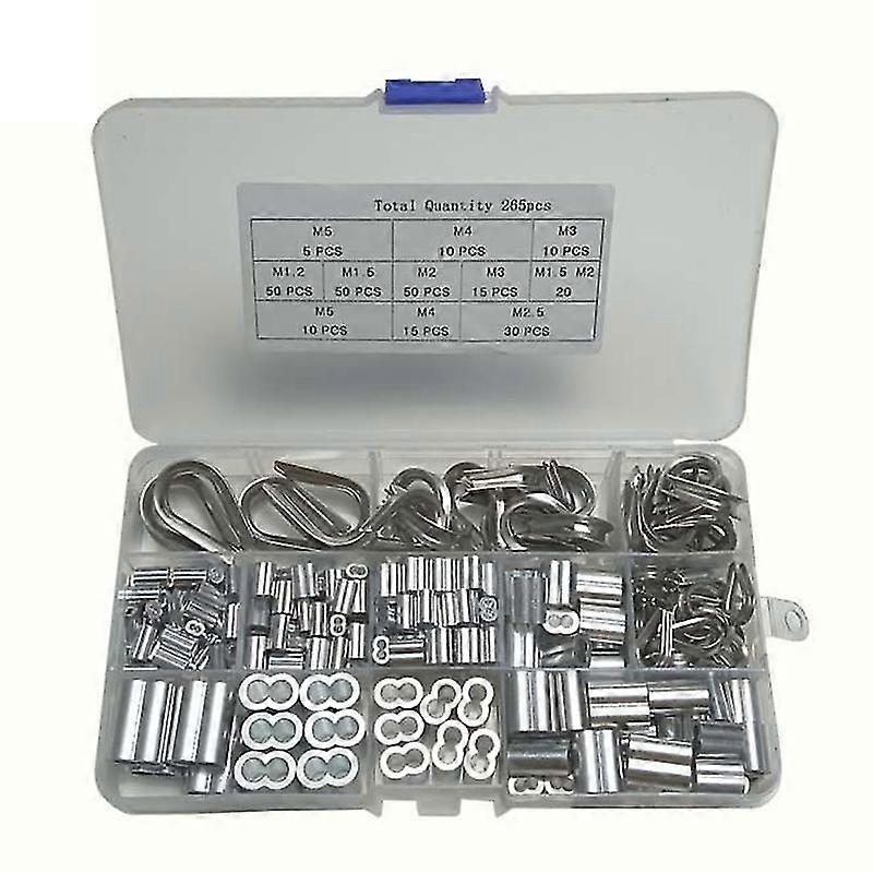 265 pièces de 304 Stainless Steel Wire Cable Thimble Combination Kit