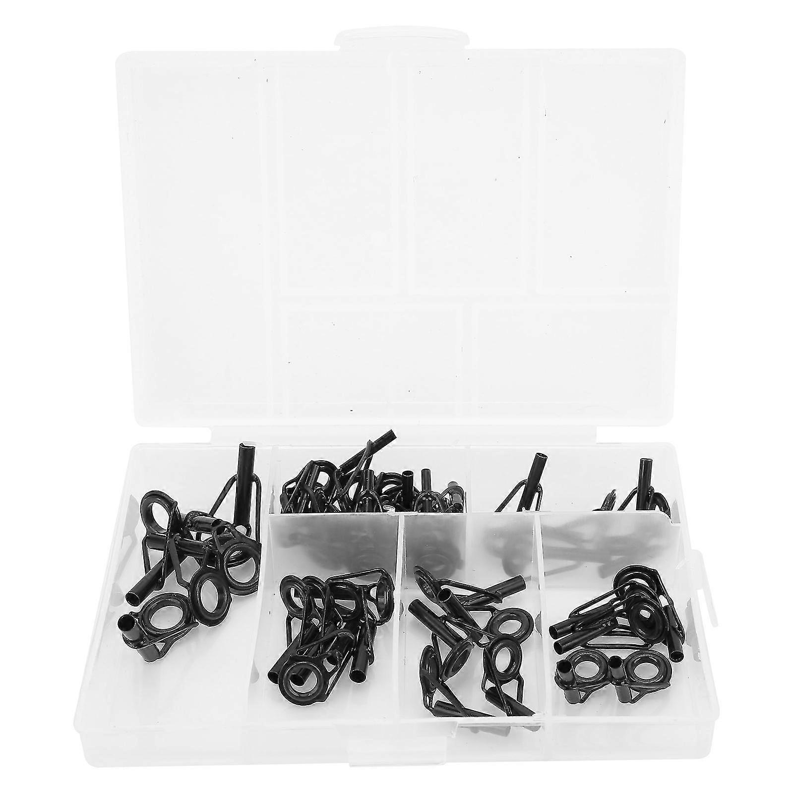 40pcs/Box Fishing Rod Tip Repair Kit Stainless Steel Ceramic Ring Guide Rod Tip Replacement Kit