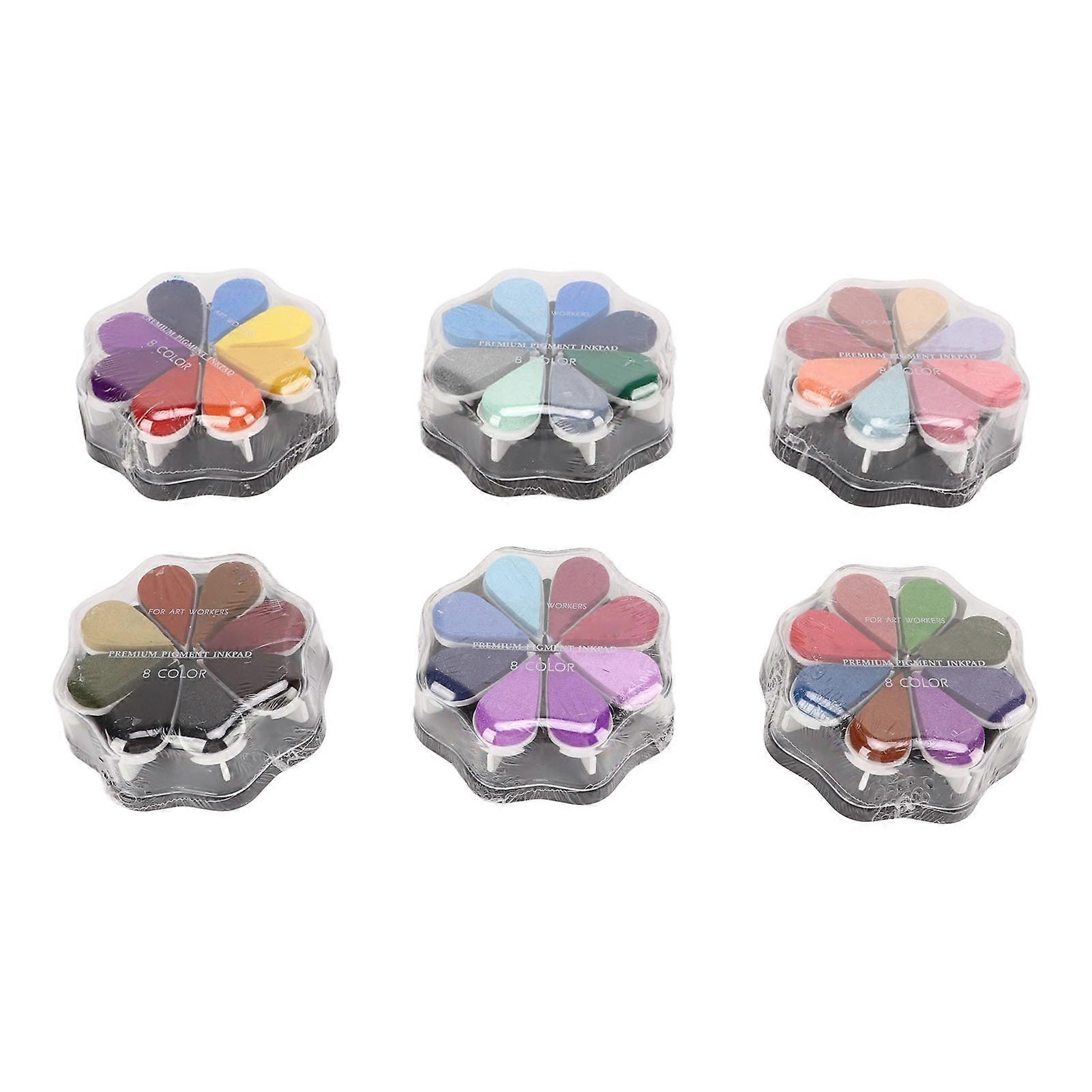 Ink Pad 48 Metallic Colors Individual Packaging DIY Coloring Flower Shaped Stamp Ink Pad for Card Making Crafts