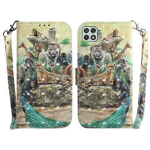 For Samsung Galaxy A22 5G 3D Colored Horizontal Flip Leather Phone Case