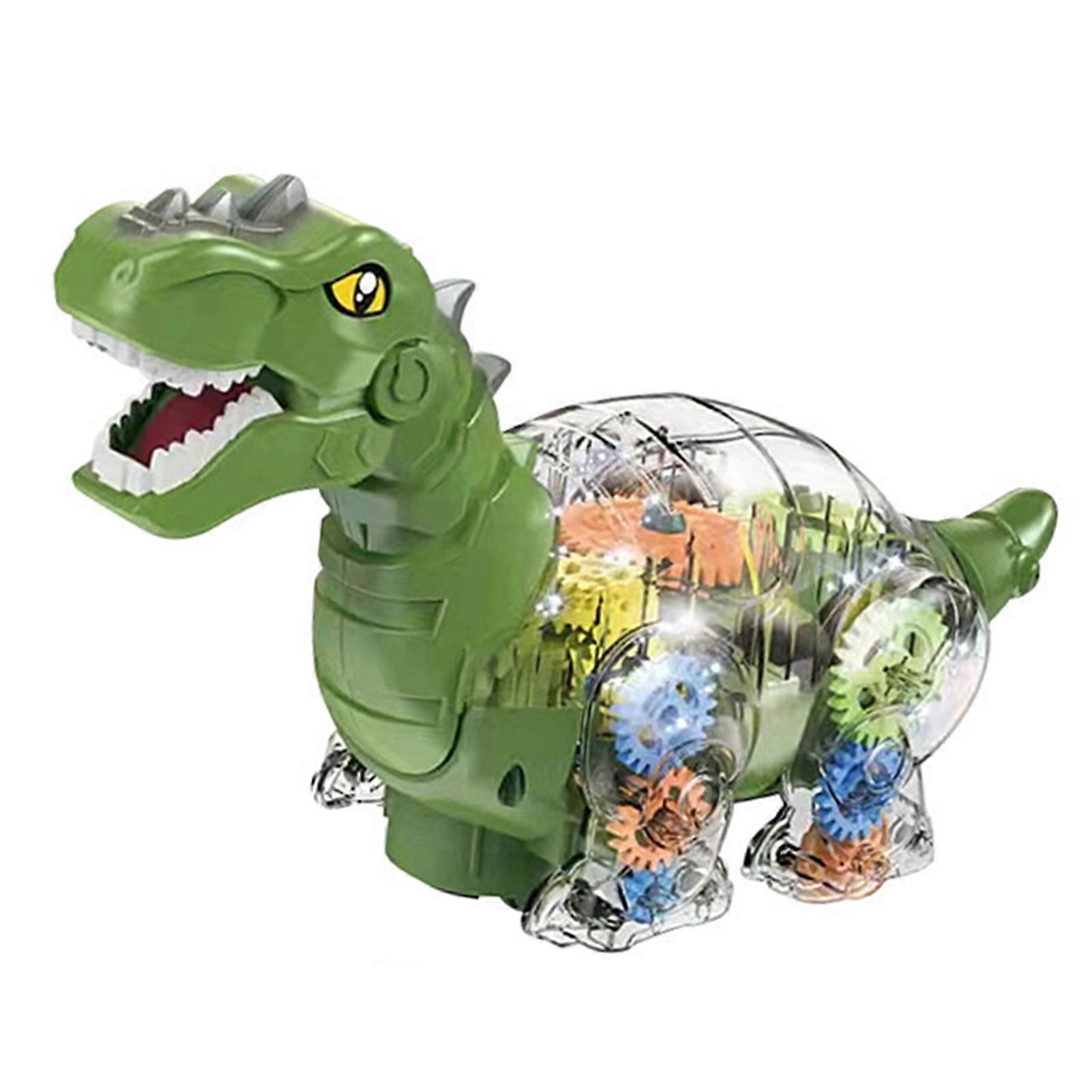Electric Transparent Gear Dinosaur Car Toy with Light Music Luminous Flashing Dinosaur Toy Vehicle for Kid Boys Girls Toy