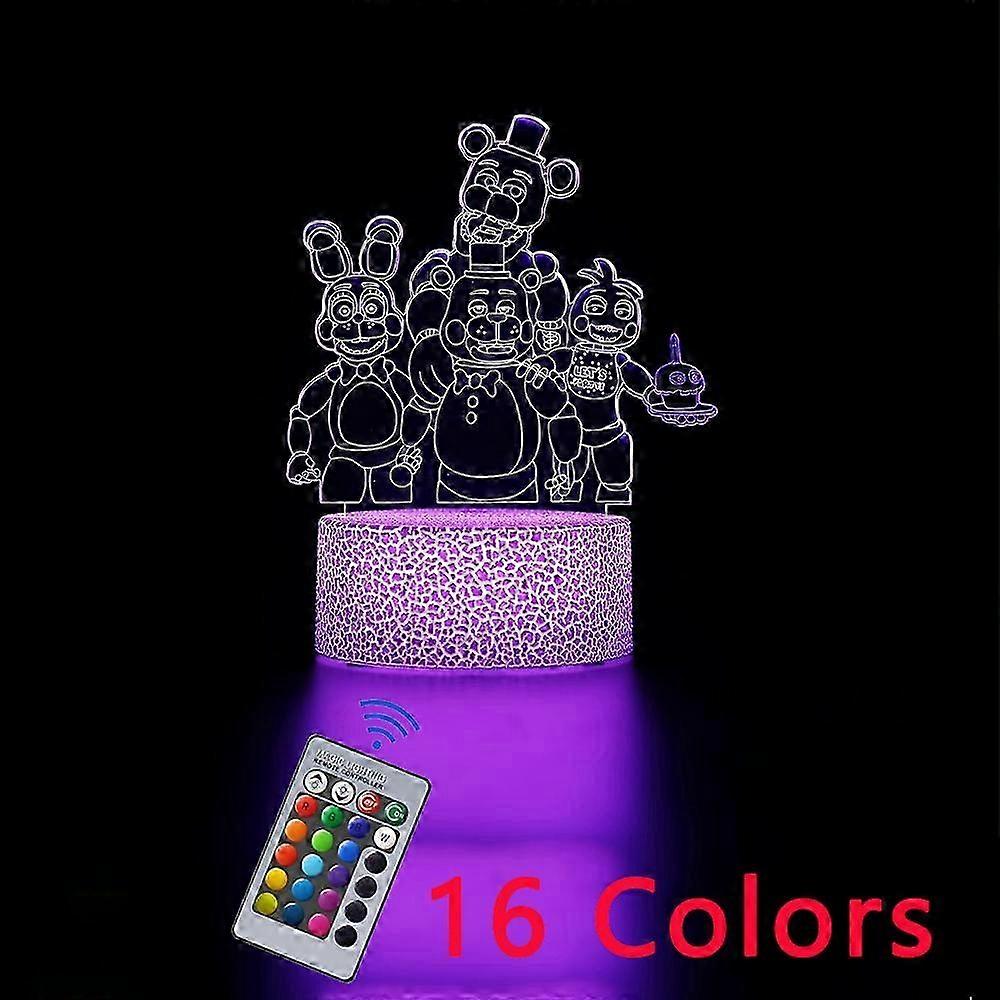 3D Children's Night Light Colorful LED Bedroom FNAF Game Gifts 16 Colors with Button and Remote Control