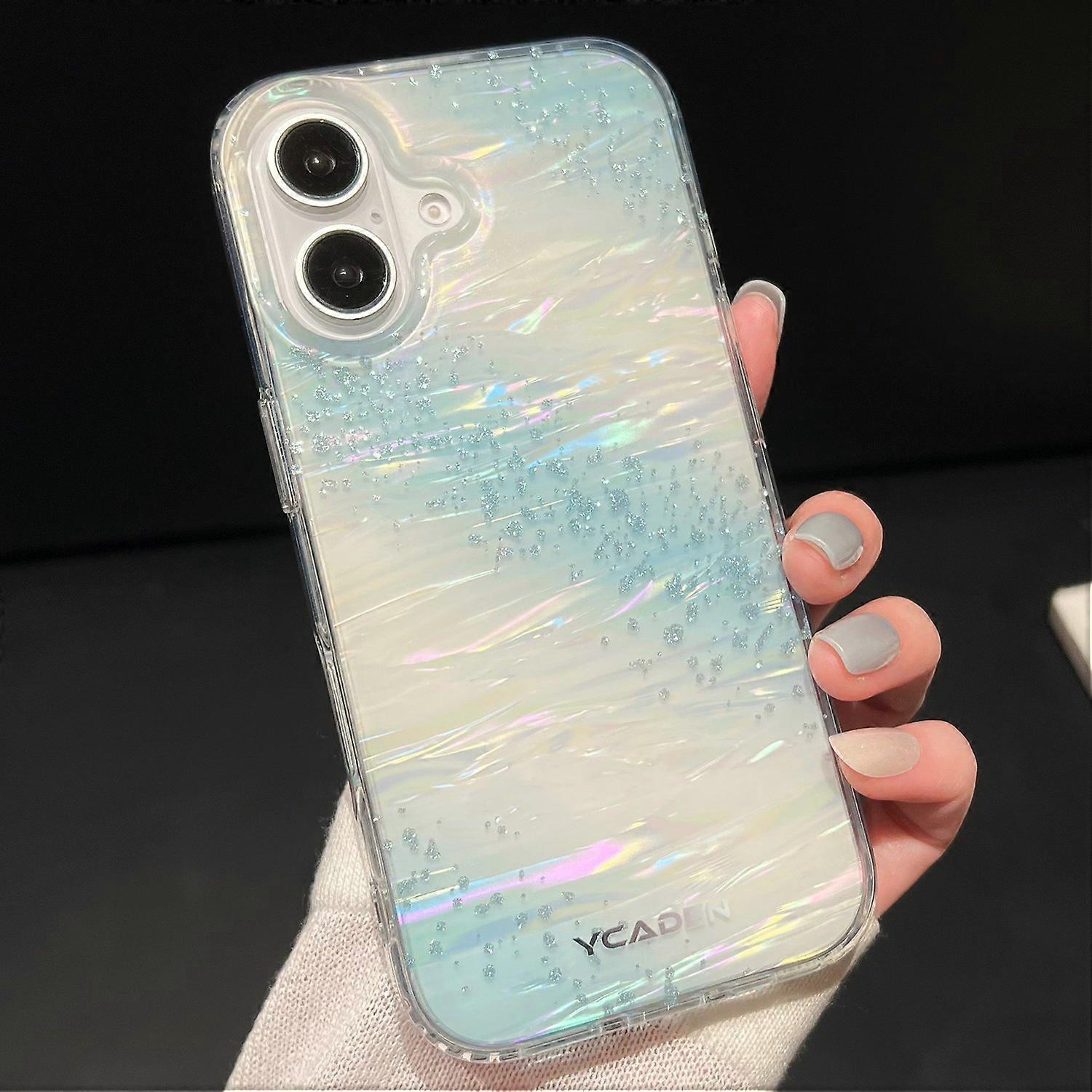 For iPhone 16 Plus Case Colorful Design Shockproof Hard PC Phone Shell - Blue