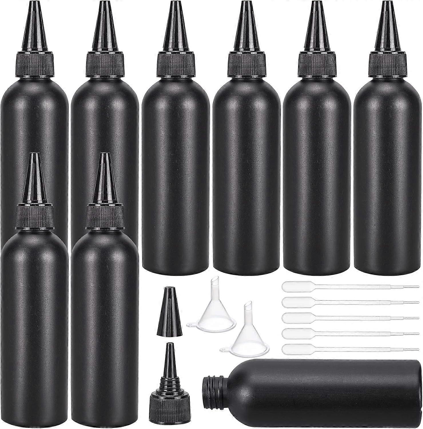 16Pcs 120ml/4.06oz Black Plastic Squeeze Bottles Squeeze Condiment Bottles with 2Pcs Funnels and 10Pcs Transfer Pipettes for Ink Tattoo Liquid Paintin