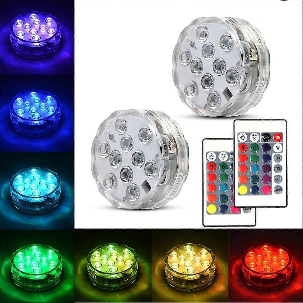Underwater Submersible LED Lights Waterproof Battery Operated Remote Control Wireless LED Lights 2pack