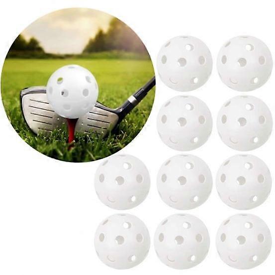 Training golf balls with holes 10-pack White