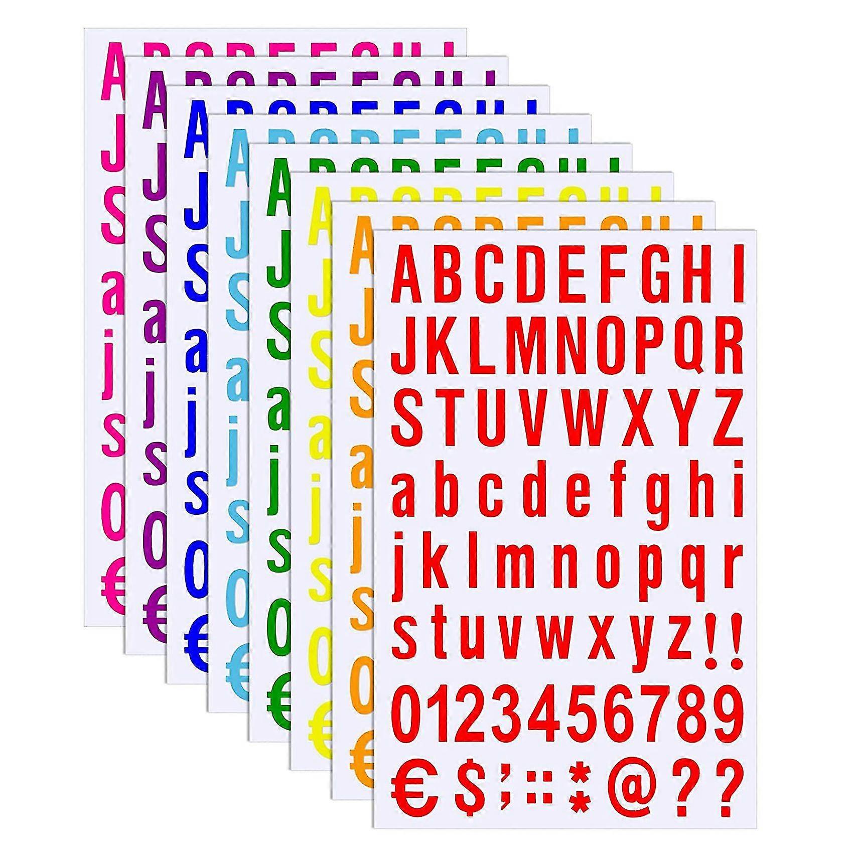 8 Sheets Adhesive Vinyl Letters Numbers Kit Waterproof Mailbox Numbers Sticker (1 Inch 8 Colors Set