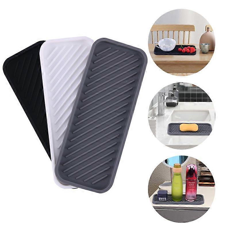 3Pcs Silicone Sink Tray, Multi-function Soap Dish Sponge Holder Kitchen Sink Tray Organiser for Dish Sponge, Soap Dispenser, Scrubber