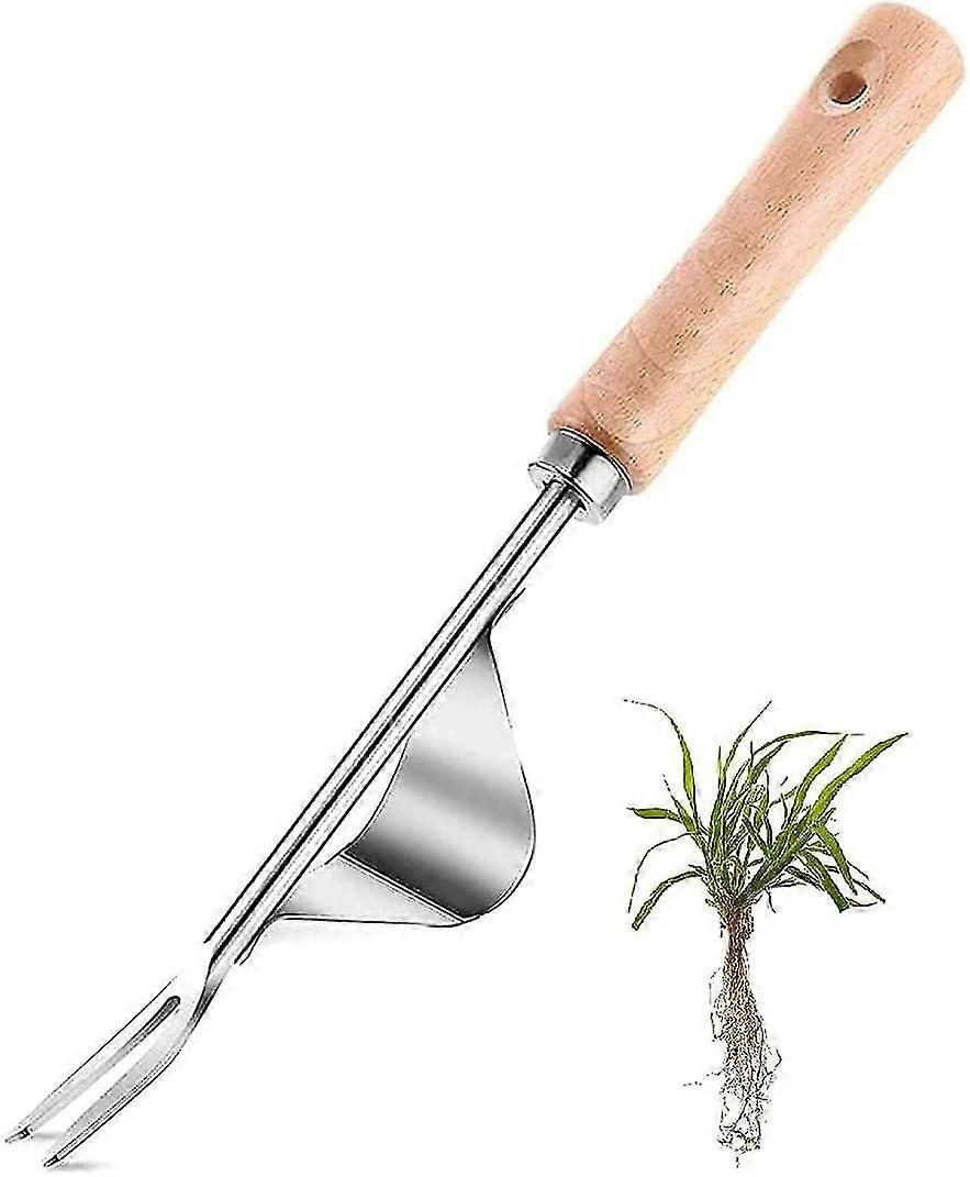 Hand Weeder Tool, Use Solid Wood Handle & Y-shaped Stainless Steel Shovel M