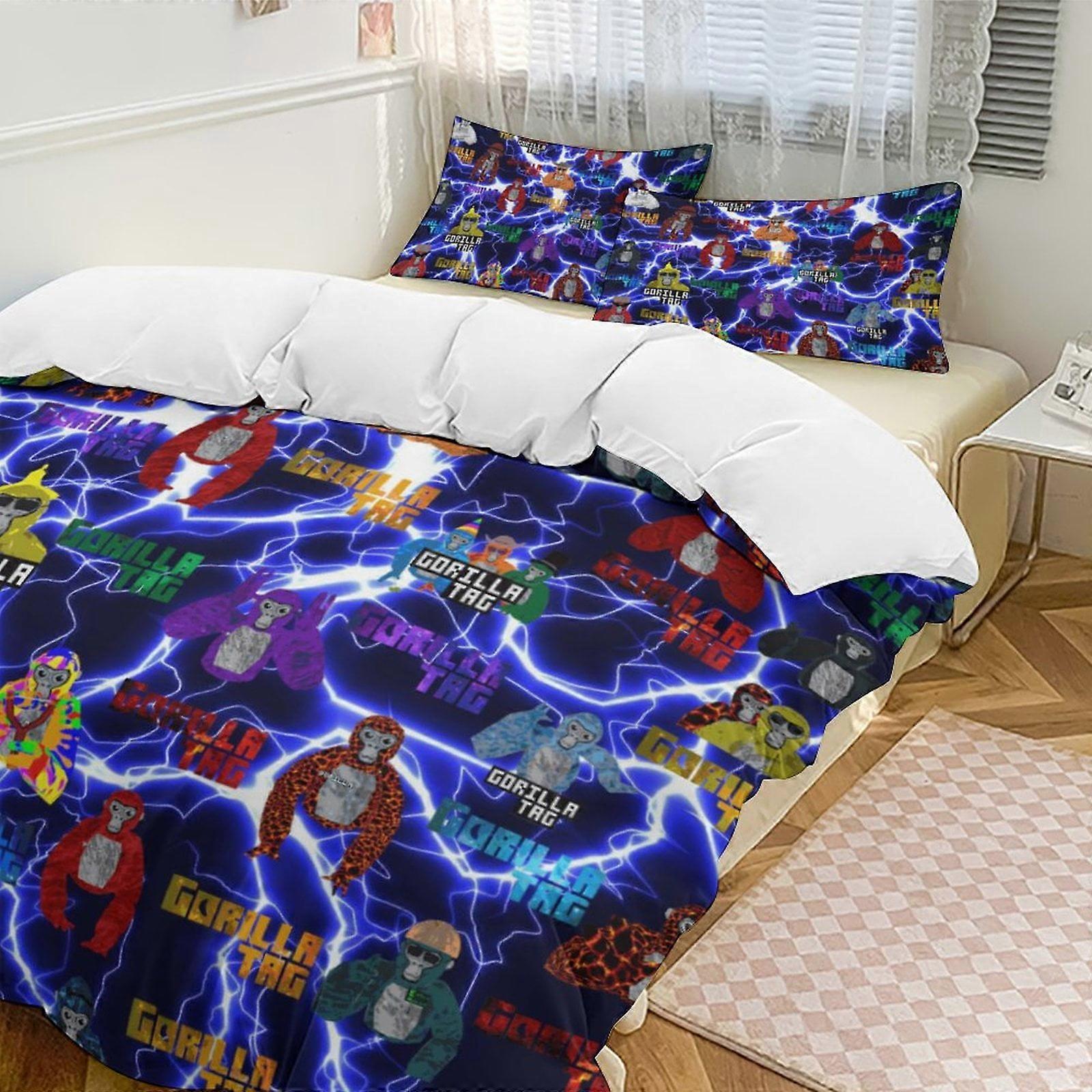 v2146 Bed Sheets Bedding Game Gorilla Tag 3-Piece Bedding Set Soft Warm And Comfortable Bed Set with 1 Duvet Cover And 2 Pillowcases Bed Sheets yuq2