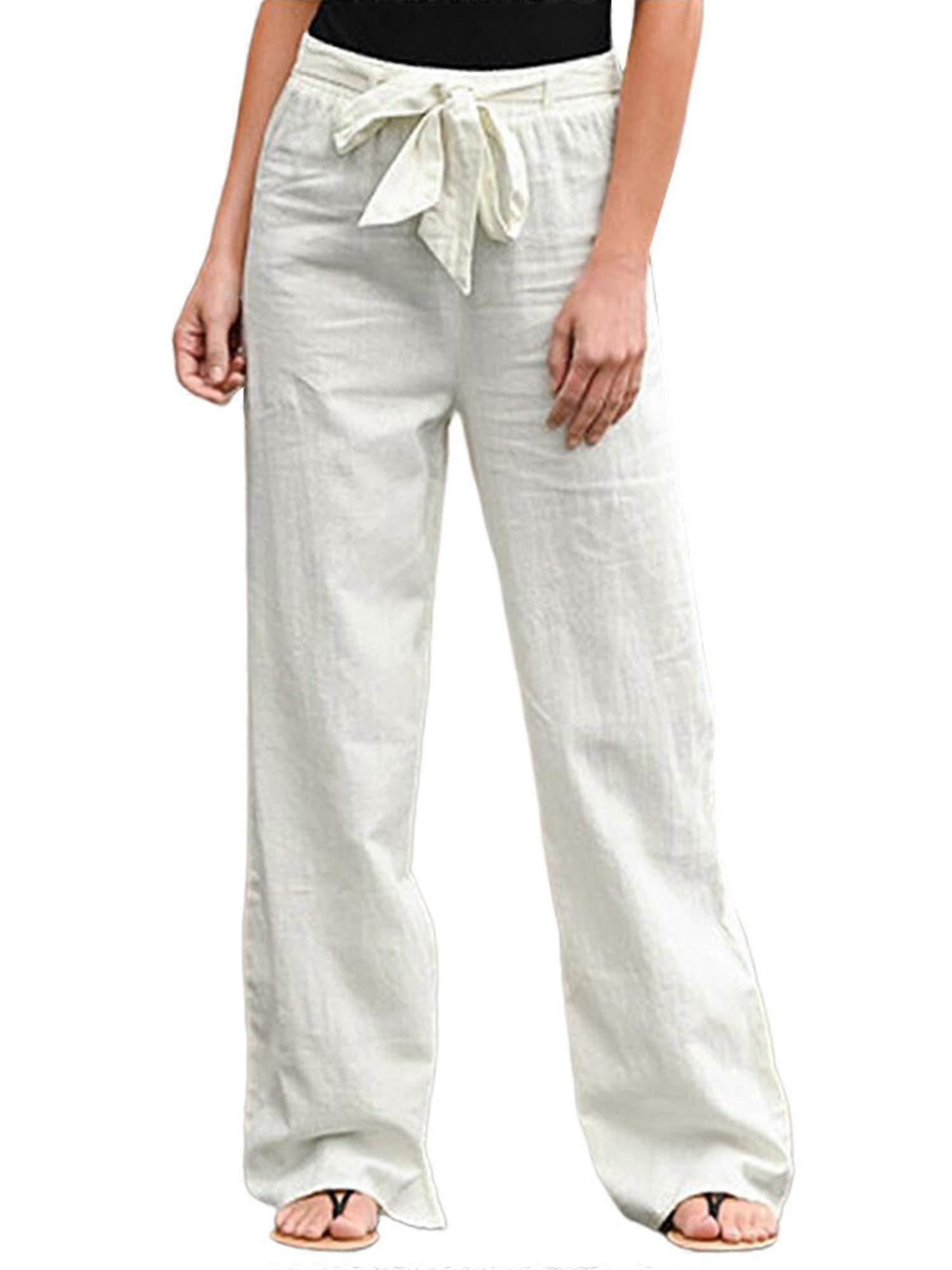 Womens Elastic Breathable Wide Leg Pants High Waist Casual Pants