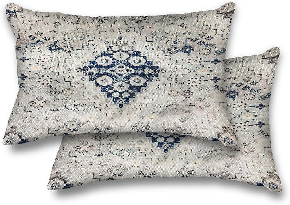 Linki Set of 2 Boho Boho Throw Pillow Cover Vintage Print Boho Chic Accent Cushion Case for Sofa Cou