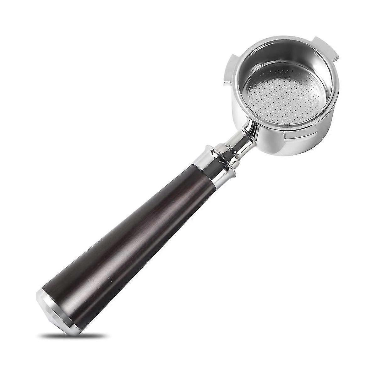 51mm Portafilter 3 Ears, Stainless Steel,51mm Bottomless Portafilter With Wood Handle And Filter Ba