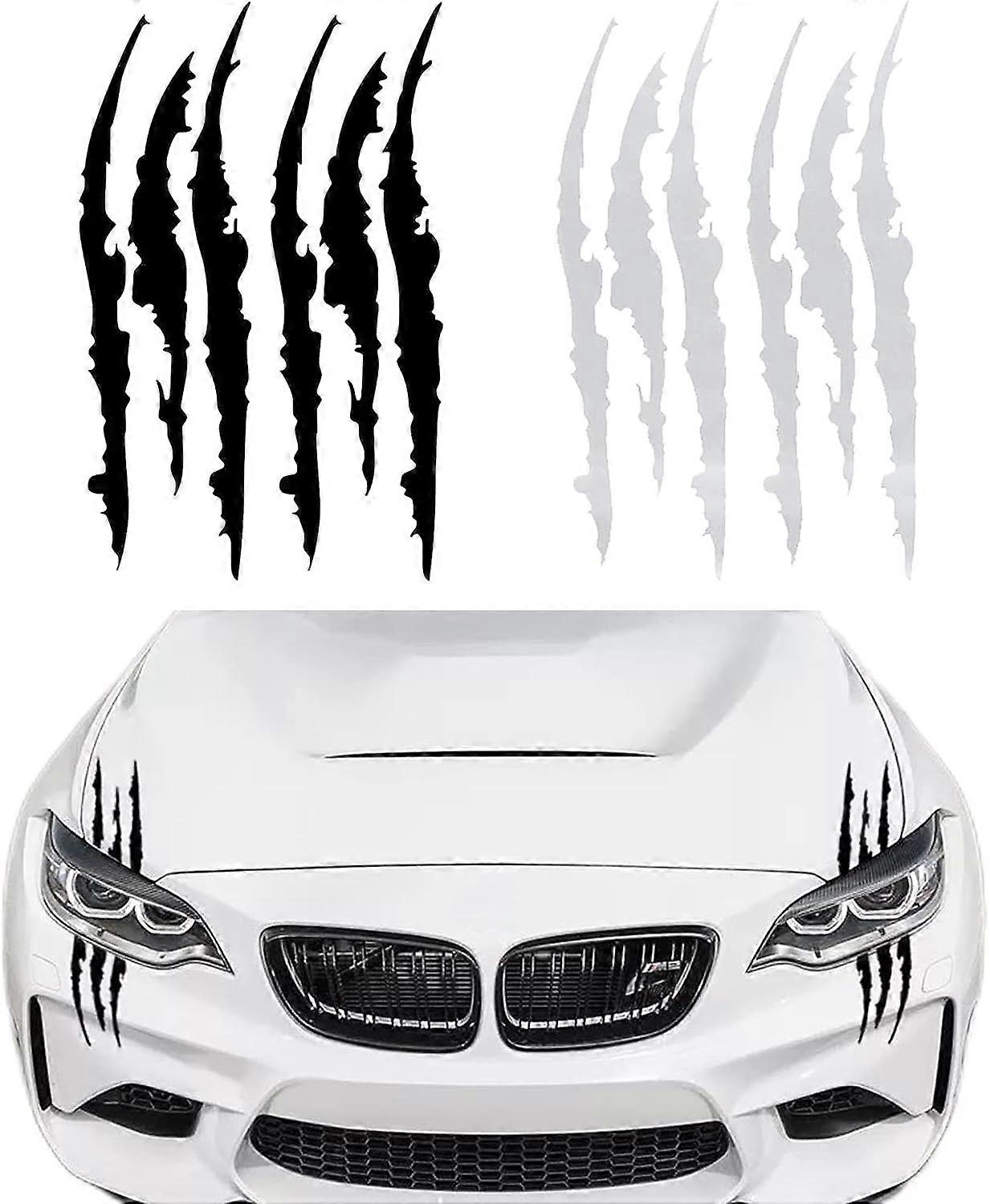 Claw Pattern Car Stickers Monster Claw Stickers Car Decoration 4pcs (Black, White) Waterproof Claw Stickers for Car, Truck, Motorcycle Decoration