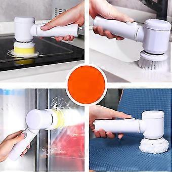 Brosse De Nettoyage Électrique 5 En 1 - 3 Têtes Interchangeables, Batterie 1500 MAh, Autonomie 120 Min, Pour Salle De Bain, Cuisine, Toilettes