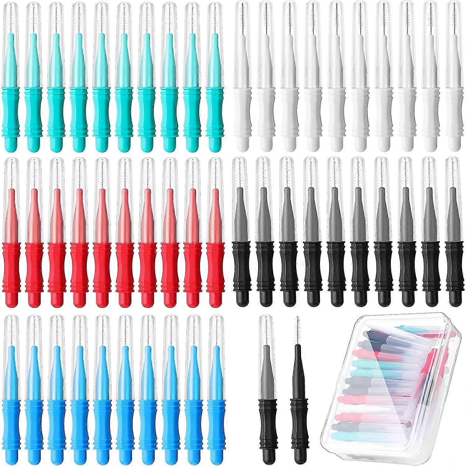 New- 50 Pcs Brow Lamination Brush With Cap, Micro Eyebrow Brush Micro Lash Brush Brow
