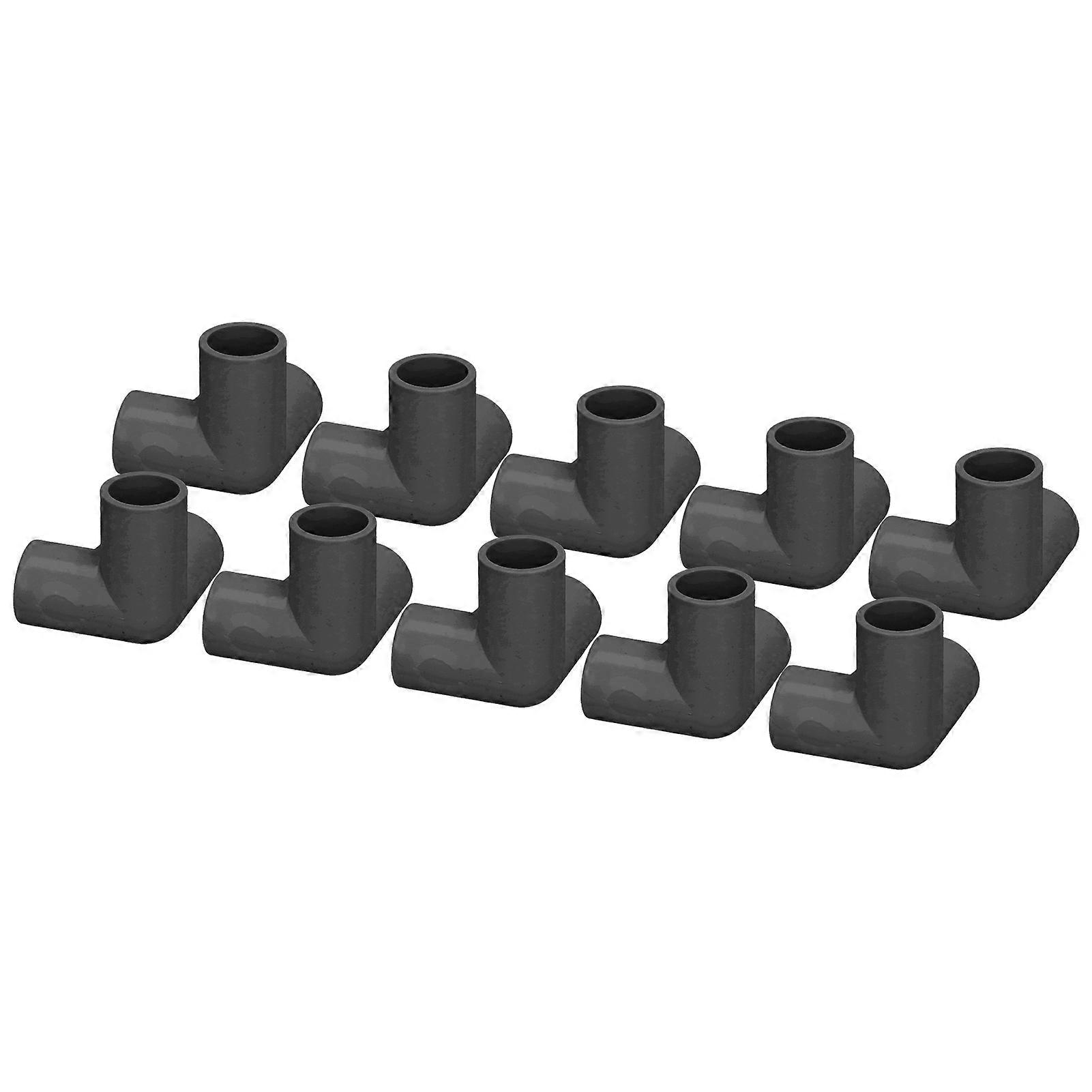 PVC Plastic 3 Way Pipe Fittings - Black, Tee Fitting Elbow Corner Connector, 25mm Inner Diameter - Pack of 10