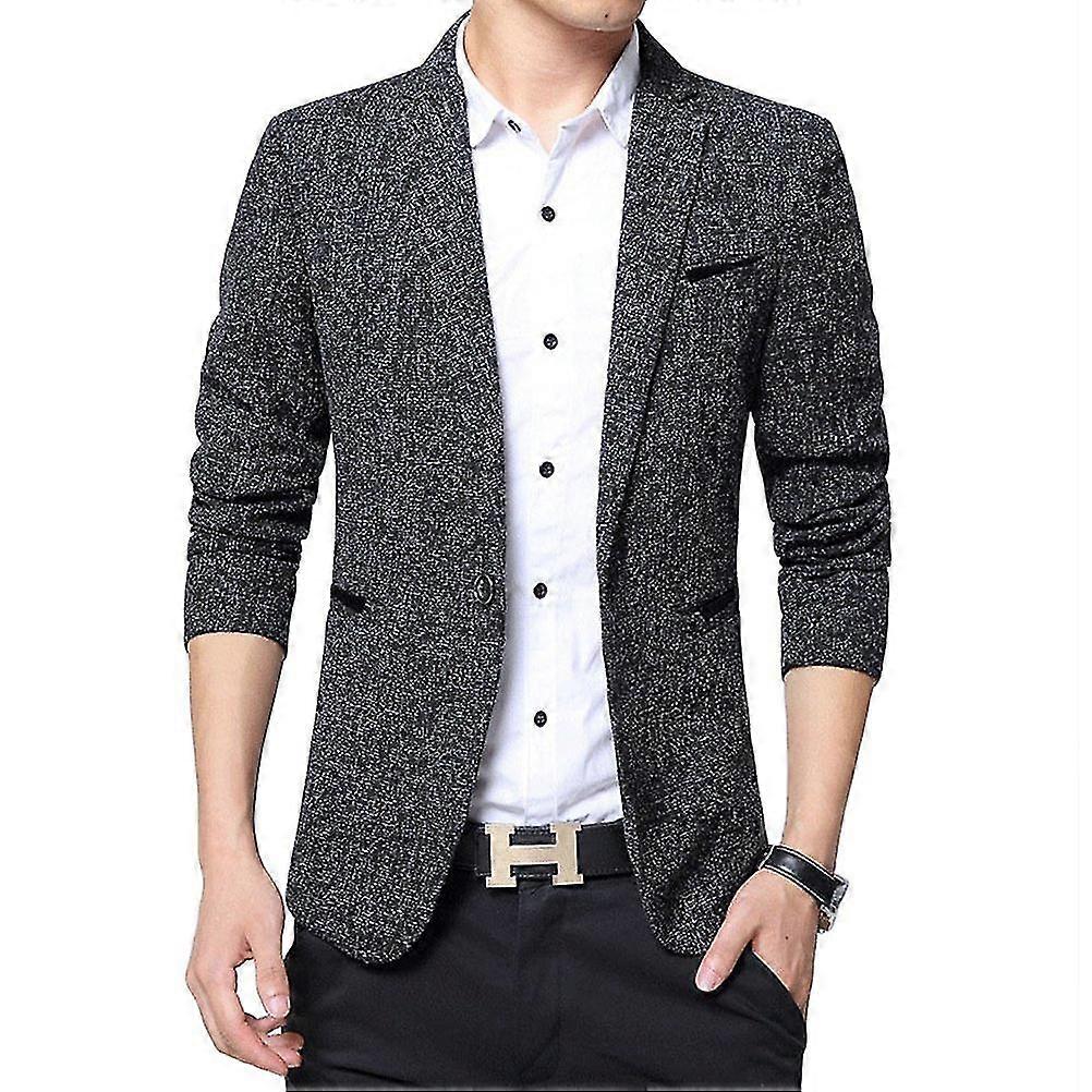 Mens Casual Blazer One Button Business Suit Jacket