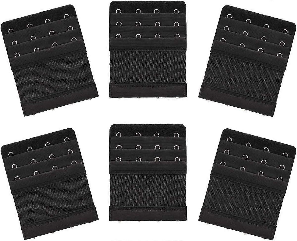 6 Pieces Women's Soft Comfortable Elastic Bra Extenders Bra Extension Strap 4 Hook 3 Row Lady's Bra Extender Bra Band