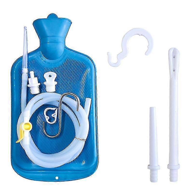 Enema Kit Enema Bag Long Silicone Hose 5 Multi-size Reusable Tips Controlled Water Flow For Colon Detox Cleanse Enemas