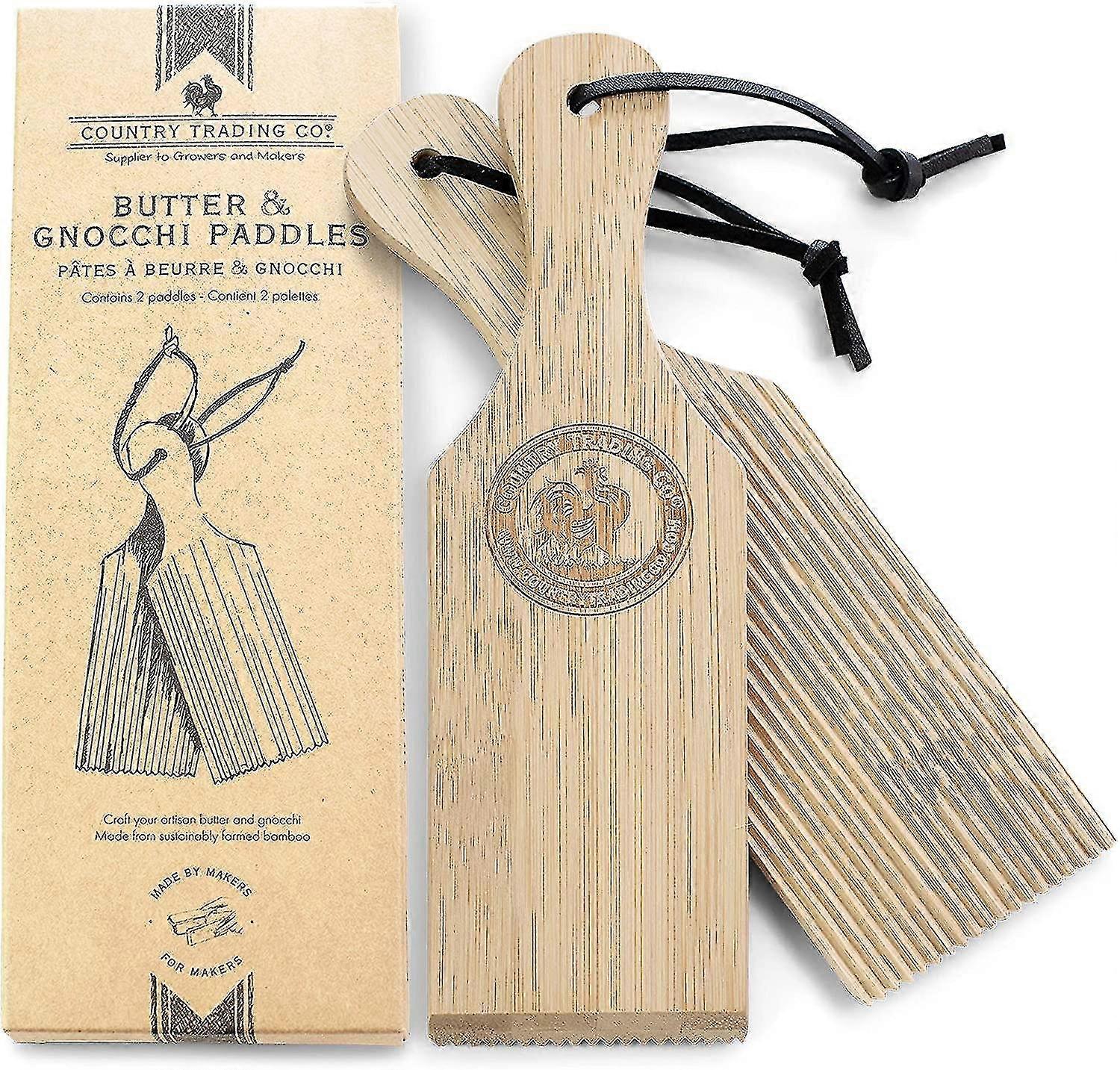 Gnocchi Boards And Wooden Butter Paddles To Easily Create Authentic Homemade Pasta And Butter Without Sticking - Set Of 2 Makers - 9.5 Inches