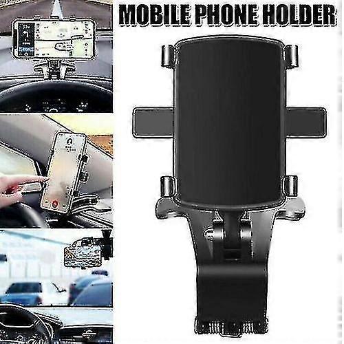 Black Car Bracket 360 Sun Visor Mirror Dashboard Mount Gps Stand Phone Holder