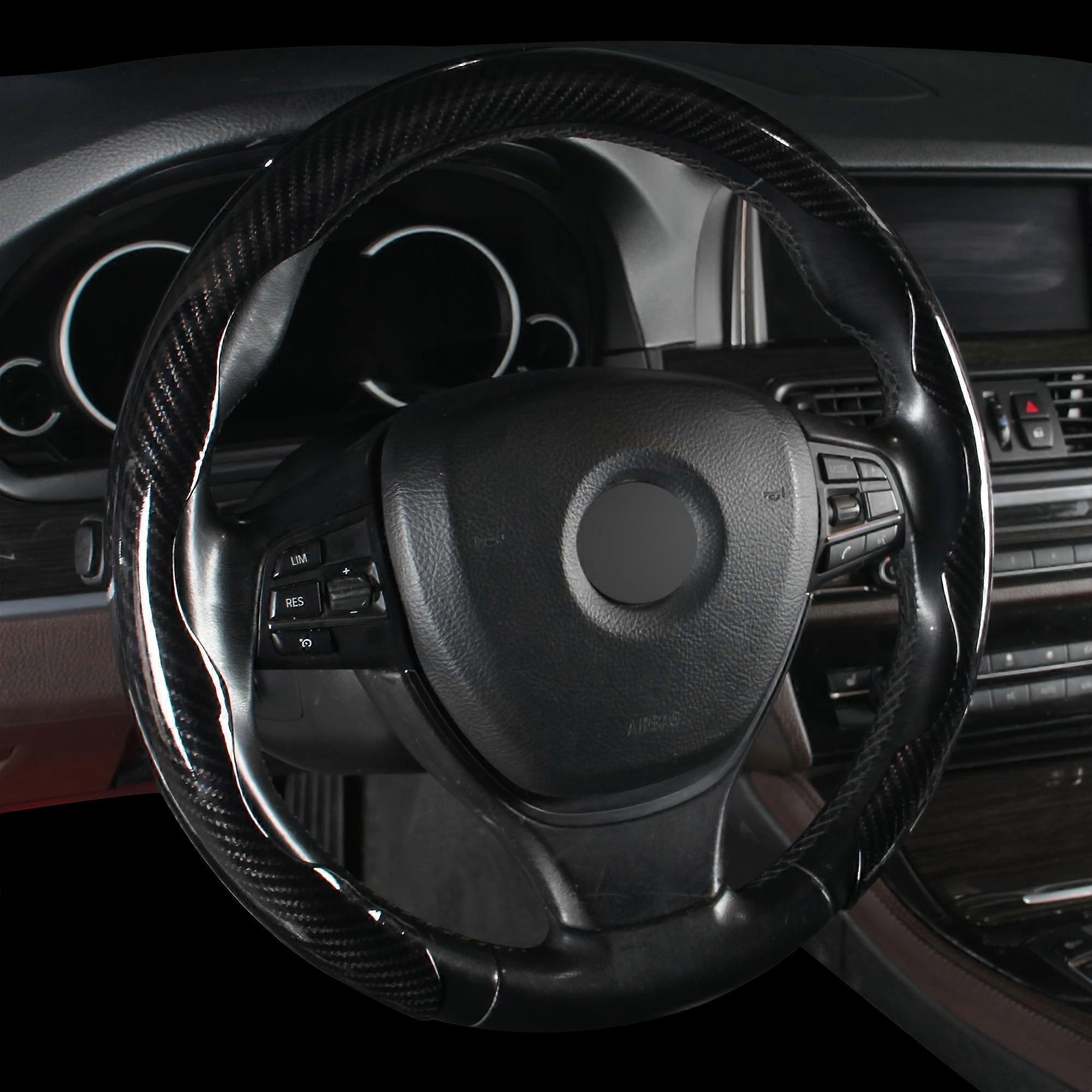 Kohlefaser-Stil Schnalle Universal Auto Lenkradabdeckung