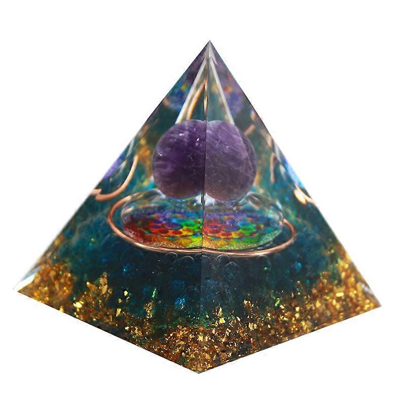 Energy Generator Pyramid Amethyst Peridot Natural Crystal Reiki Chakra Generator