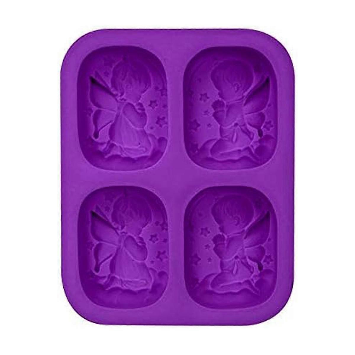 Soap Mold, 4 Cavity 3D Angel Mold Homemade Soap Mold Soap Making Supplies for DIY Soap Candle Resin
