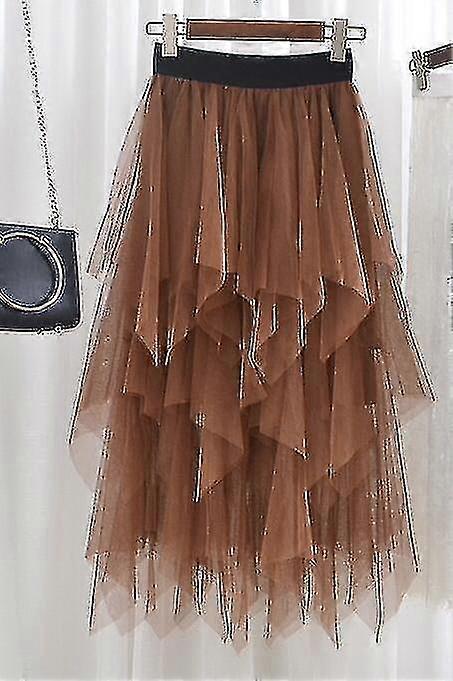 Femmes Tulle Jupe Taille Élastique Maille Long Paragraphe Jupe Robe TA