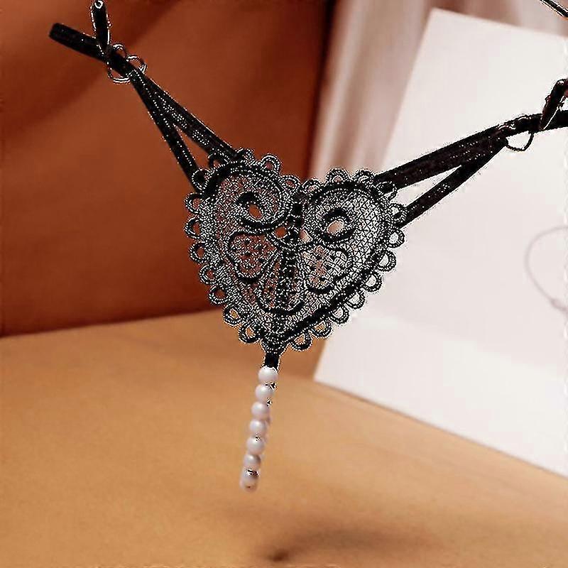 Nya Pärlor Kärlek Utsmyckning Stringtrosor Broderier Kvinnors Sexig Ultratunn G-string Låg midja Pärlstav Frestelse Underkläder-ZZY