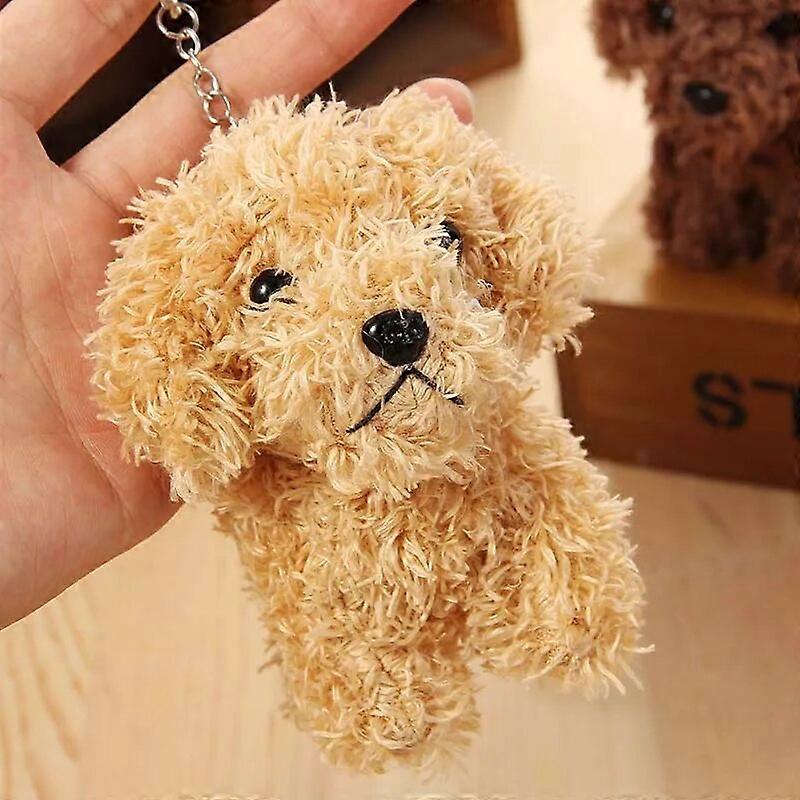 12 cm Simulation Dog Poodle Plush Toys Animal Suffed Doll Key Chain Ring Pendant Plush Toys for Christmas Gift