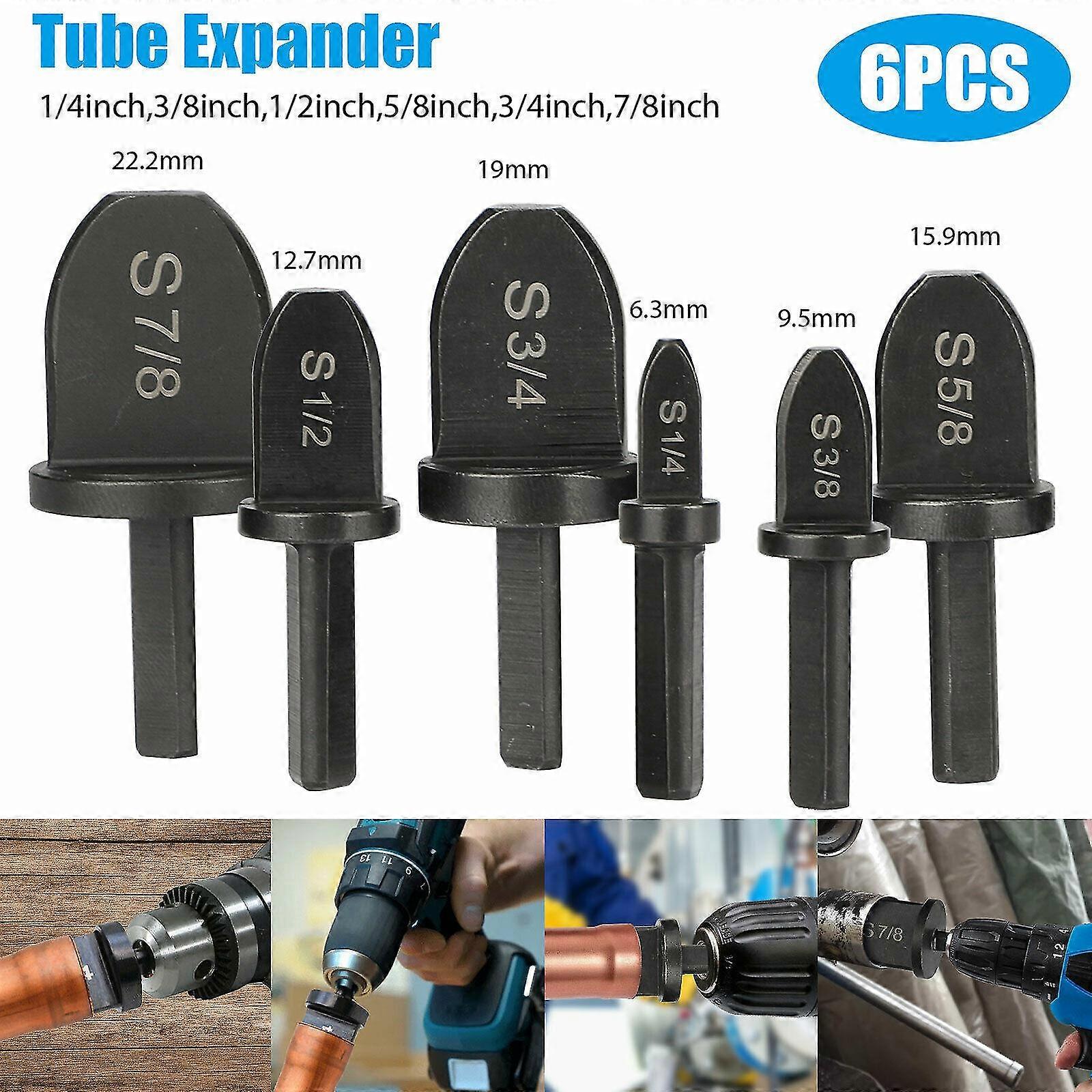 6x Swaging Tool Drill Bit Set Air Conditioner Copper Pipe Flaring Tube Expander