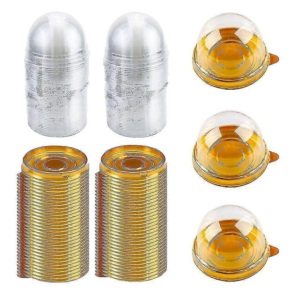100 Pcs Clear Plastic Mini Cupcake Box Round